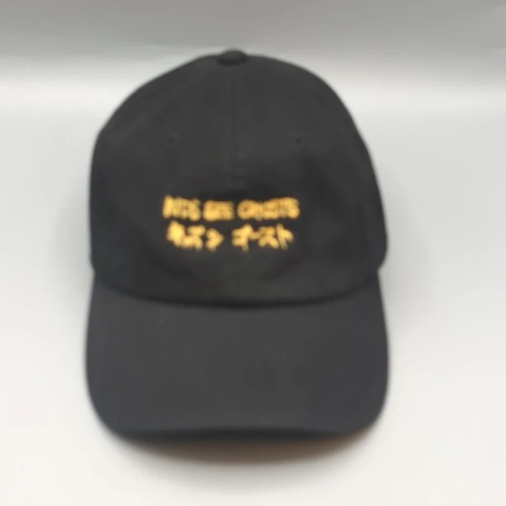 RARE Kanye West Kid Cudi Kids See Ghosts Hat Cap Black Japanese Katakana